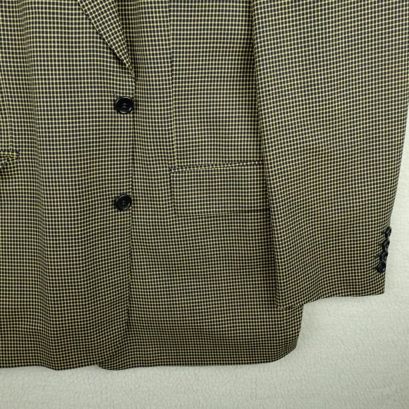 Hugo Boss Mens Blazer Jacket 44L Tall Black Yellow Loro Piana Super 100s Check - Picture 3 of 15